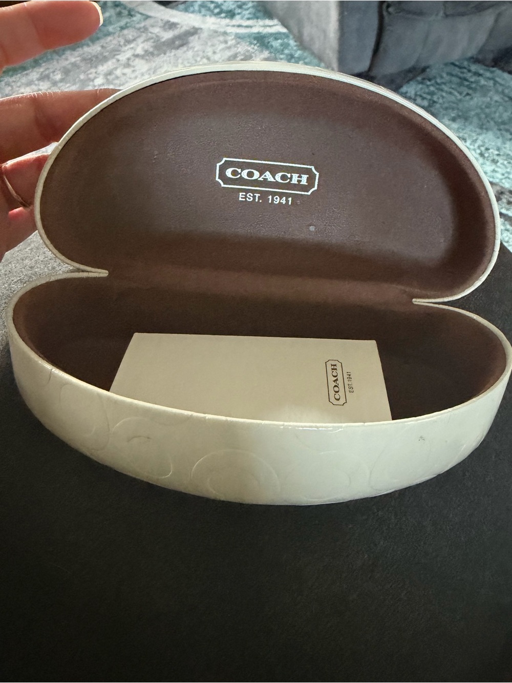 Coach Cream & Brown Signature Eyewear Case